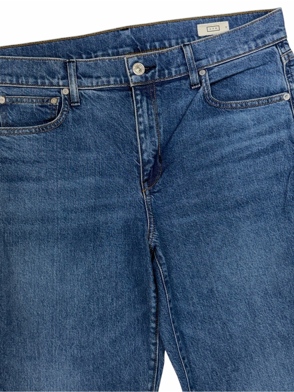 AYR Jeans Womens 31 Blue The Frenchie Relaxed Loose Straight Crop Stretch Denim